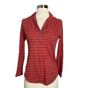 Anthropologie Pilcro & The Letterpress Womens Striped Top Size XS Red Brown